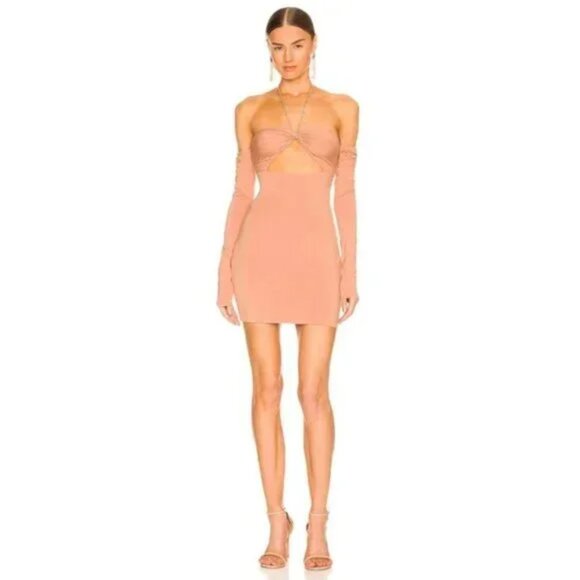 h:ours Imuni Mini Dress in Camel - Picture 1 of 5